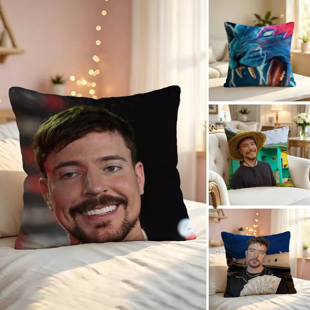 Jimmy Home Textiles - ジミー・ミスター・B・ビースト・スクエア両面プリント枕カバー、寝室ベッドサイド枕、ソファクッションカバー