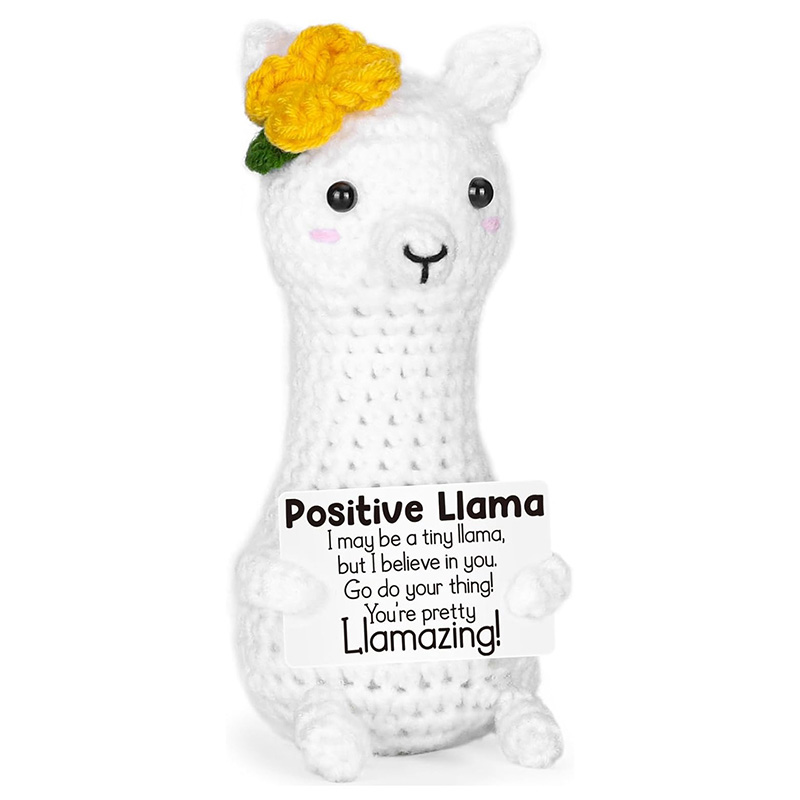 Home Textiles Europe - 面白い手作りのラマの編みぐるみ、ポジティブなエネルギーを帯びた可愛い動物のデスクトップオーナメント、感情を支える人形、友達へのプレゼント、家の装飾