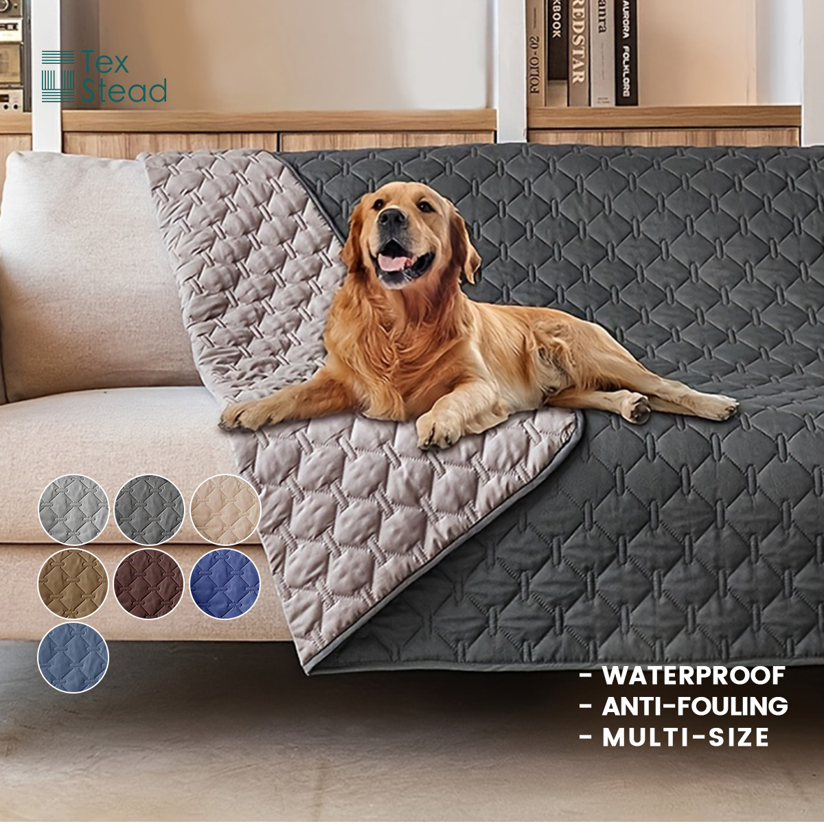 Mattress Protector Waterproof - 厚手のリバーシブルペットマットレス、滑り止め付き洗える犬用マット、防水PUフォームソファカバー、猫犬用居心地の良い車用クッション