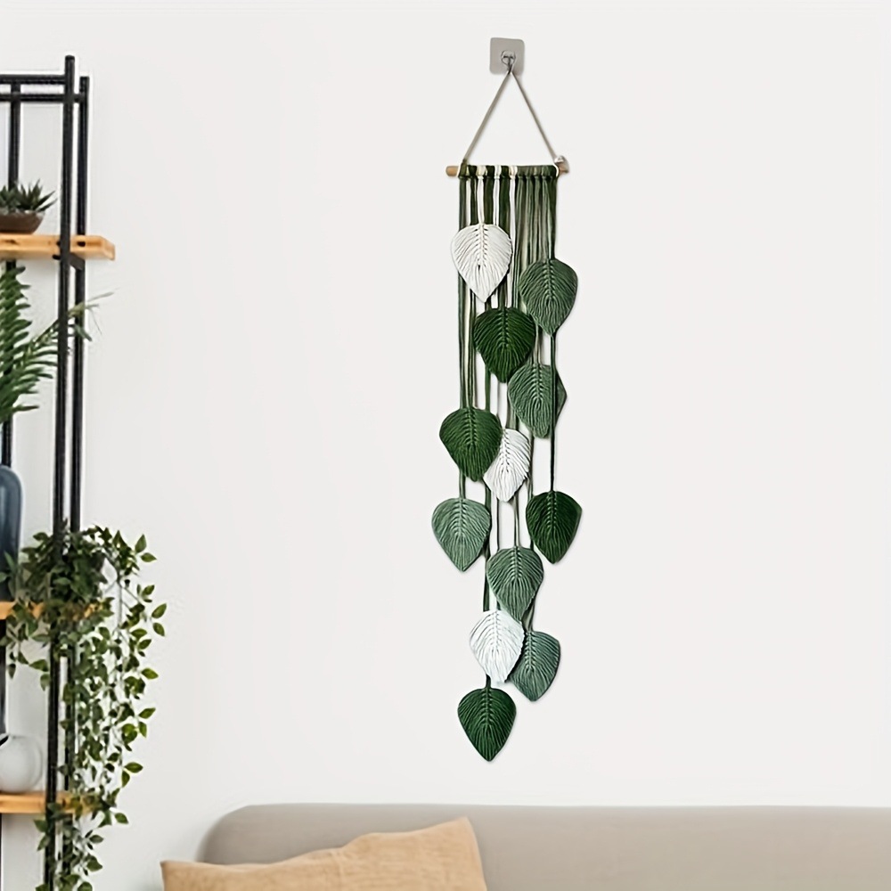 手織りリーフウォールハンギングタペストリー寝室装飾ウォールア - Home Textiles Europe のレビューと価格